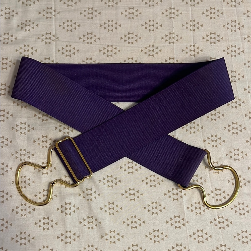 Gold and Purple Elastic Belt with Classic Hook Clips